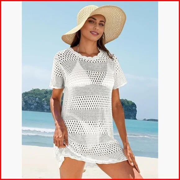 Crochet Cover Up Loose Fit Polyester Beach Dress Swimwear